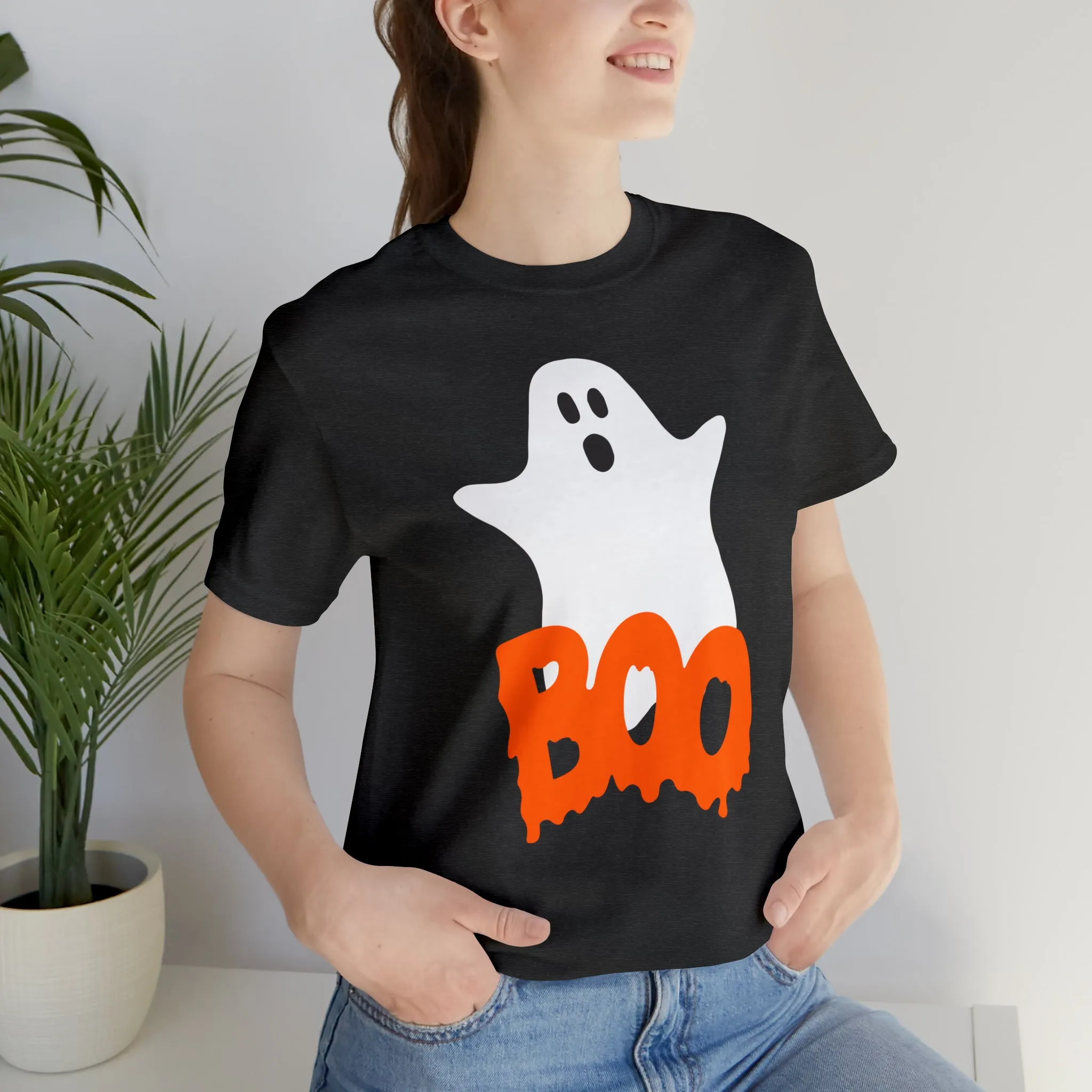 White Ghost Boo T-Shirt | Creepy Flying Ghost Tee |  Bella Canvas 3001Unisex | Scary Short Sleeve Tshirt