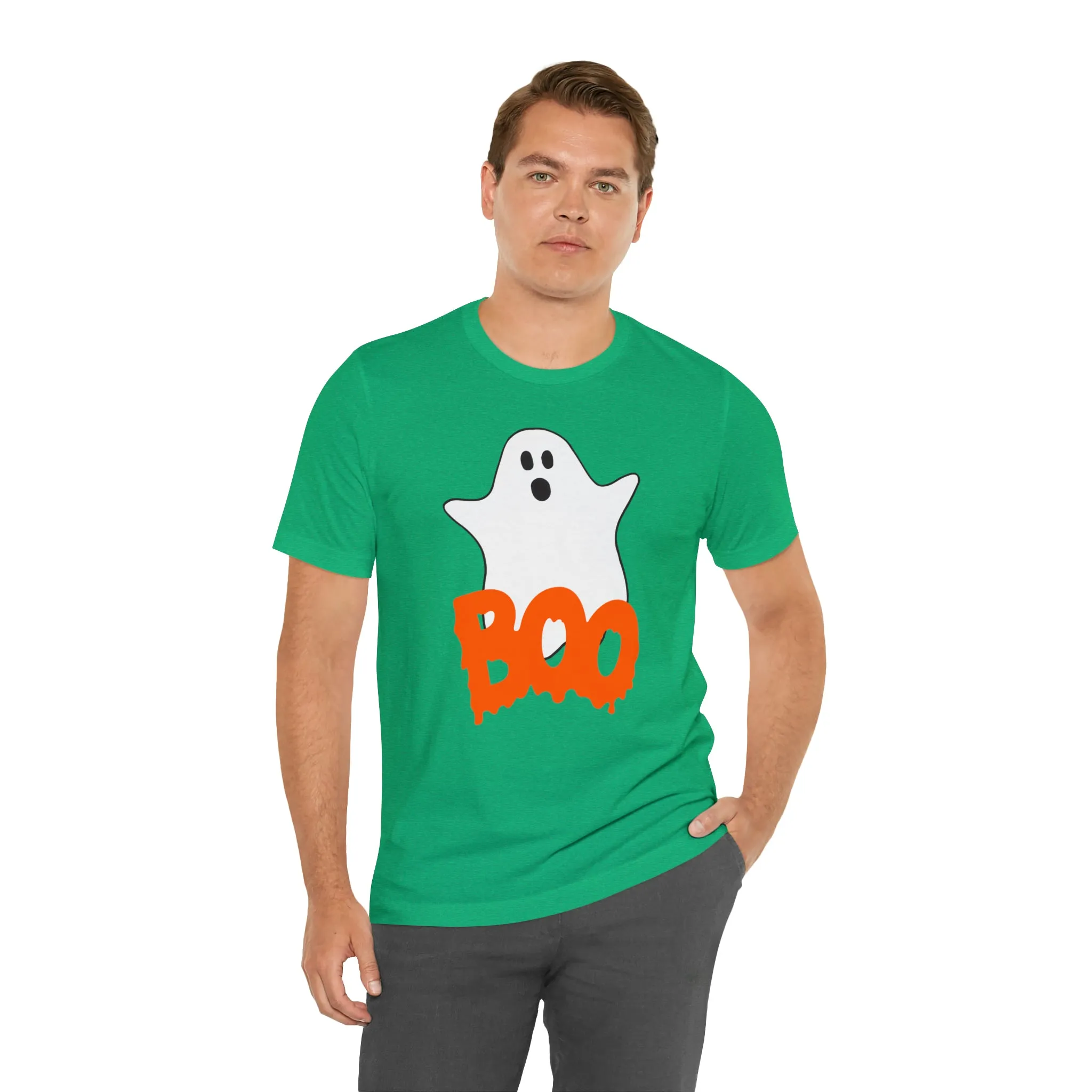 White Ghost Boo T-Shirt | Creepy Flying Ghost Tee |  Bella Canvas 3001Unisex | Scary Short Sleeve Tshirt