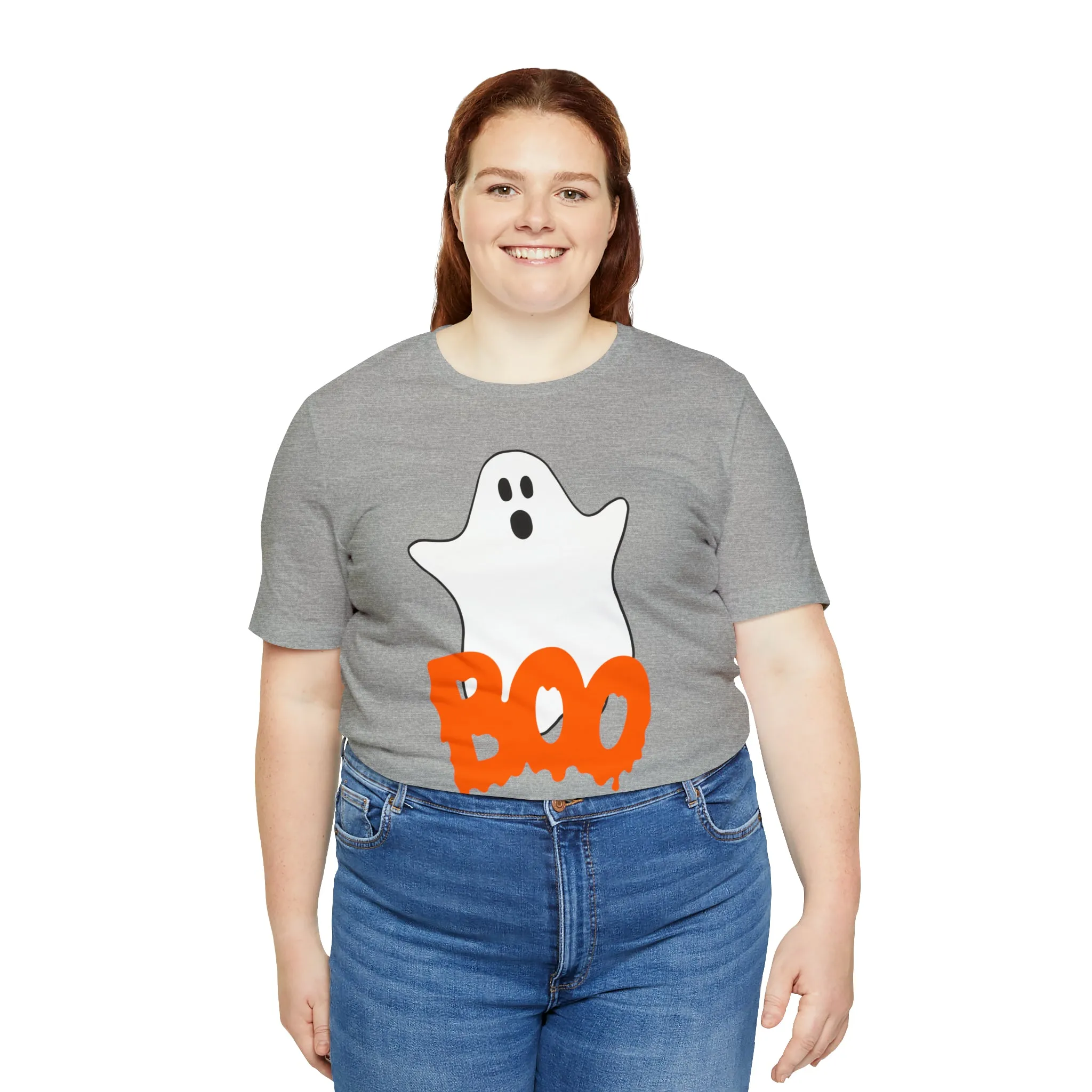 White Ghost Boo T-Shirt | Creepy Flying Ghost Tee |  Bella Canvas 3001Unisex | Scary Short Sleeve Tshirt