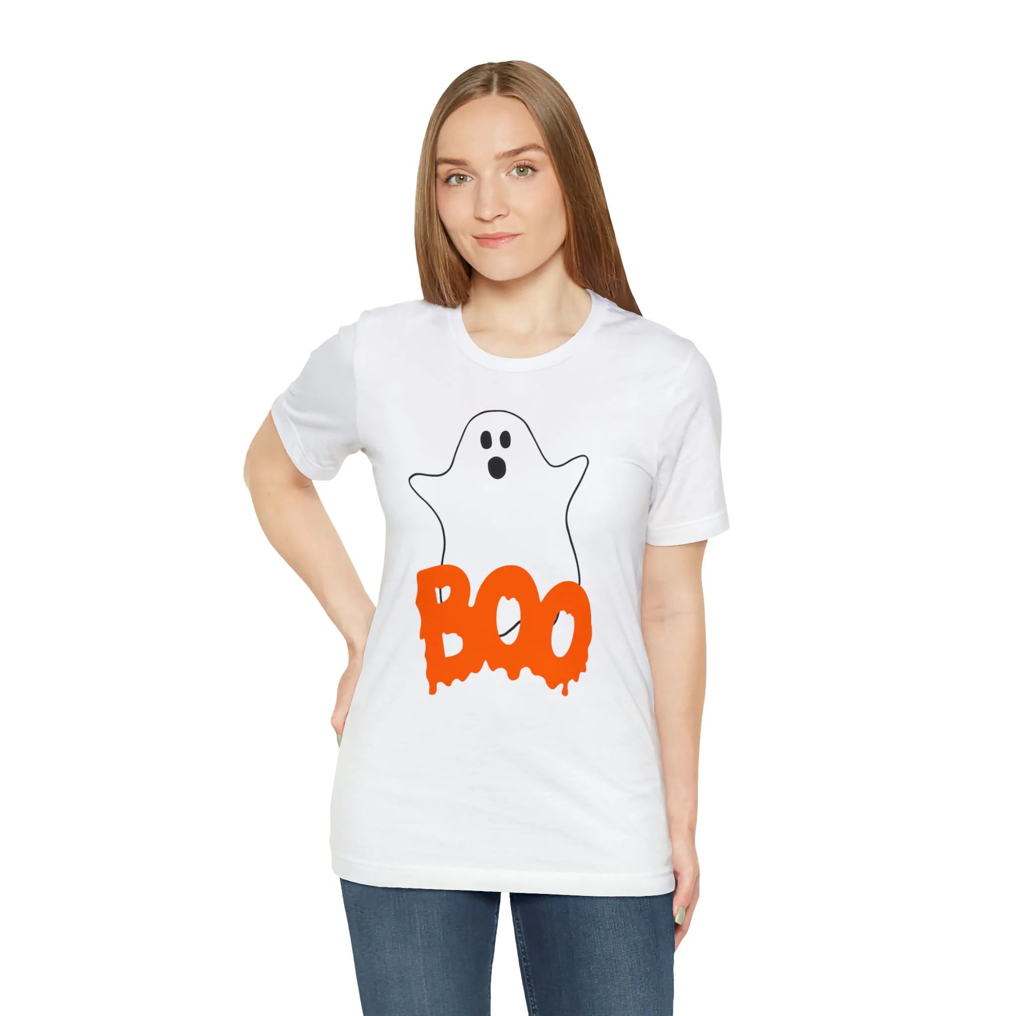 White Ghost Boo T-Shirt | Creepy Flying Ghost Tee |  Bella Canvas 3001Unisex | Scary Short Sleeve Tshirt