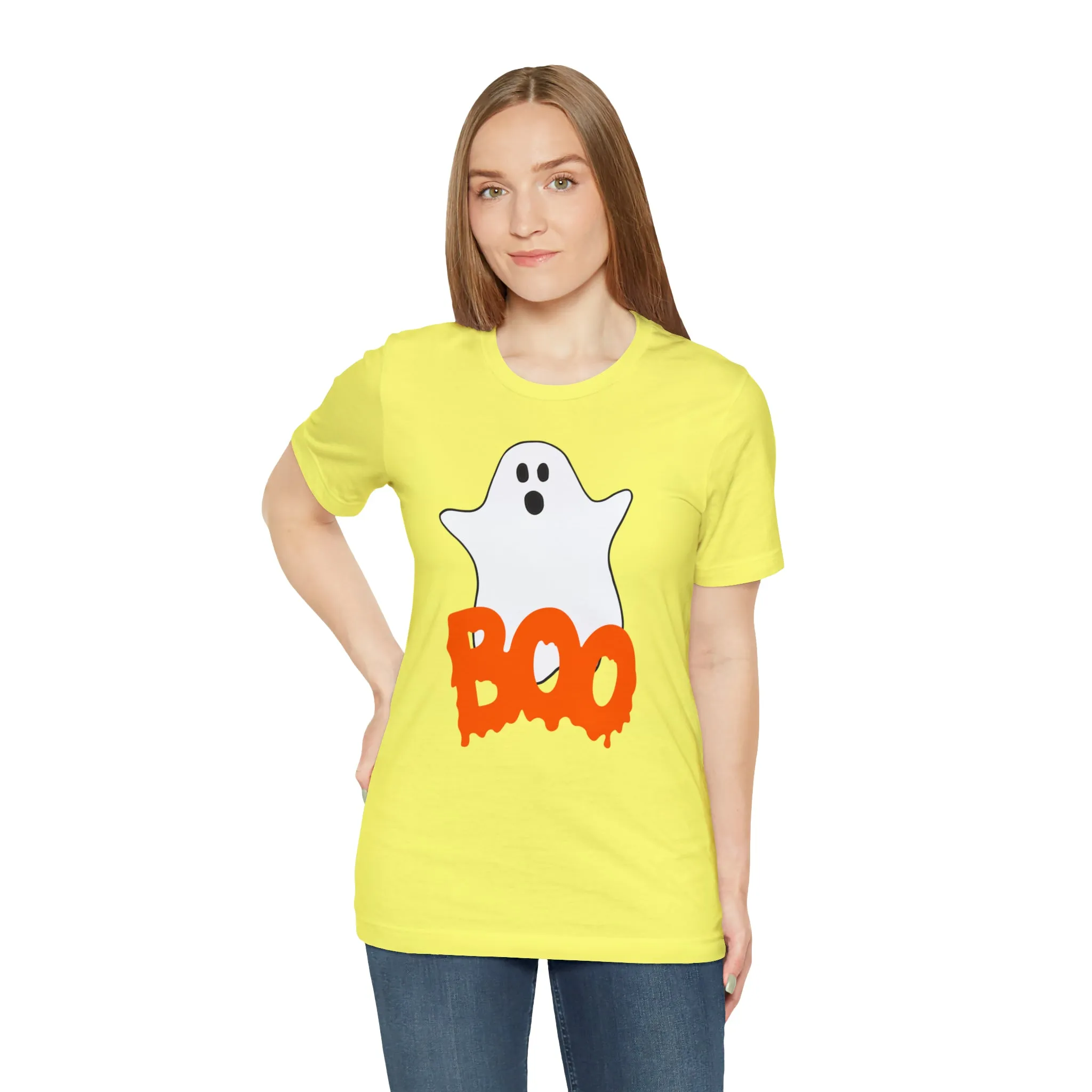 White Ghost Boo T-Shirt | Creepy Flying Ghost Tee |  Bella Canvas 3001Unisex | Scary Short Sleeve Tshirt