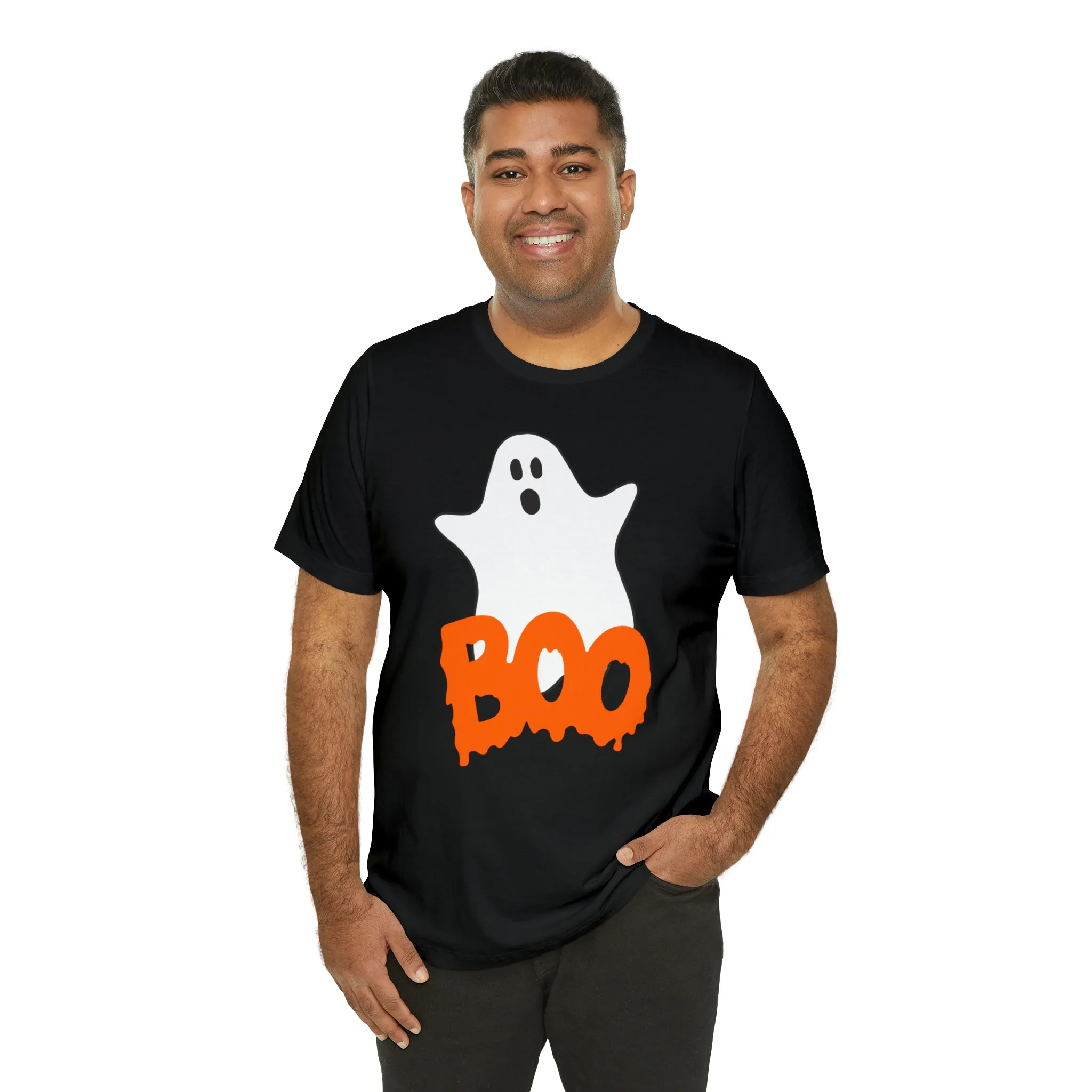 White Ghost Boo T-Shirt | Creepy Flying Ghost Tee |  Bella Canvas 3001Unisex | Scary Short Sleeve Tshirt