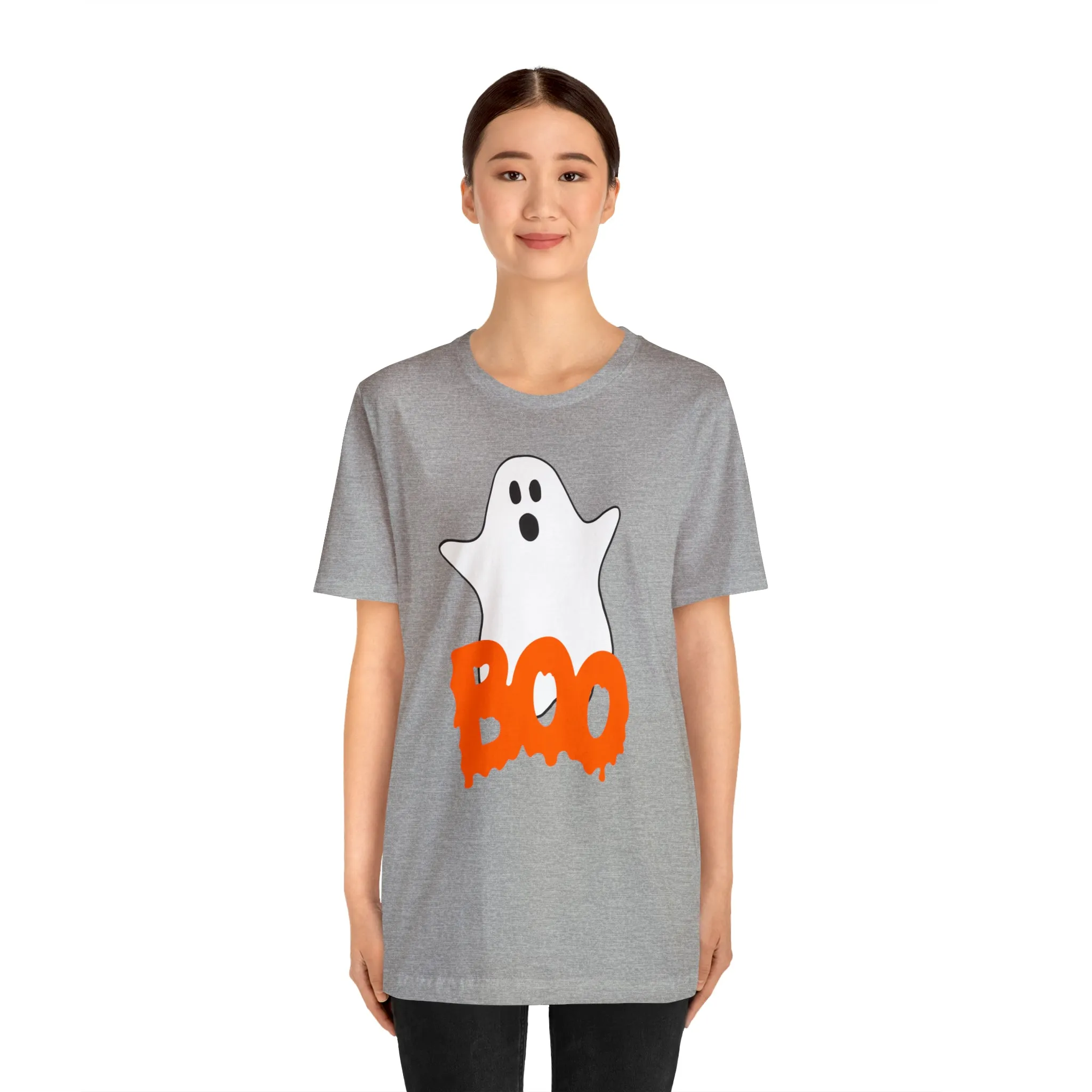 White Ghost Boo T-Shirt | Creepy Flying Ghost Tee |  Bella Canvas 3001Unisex | Scary Short Sleeve Tshirt