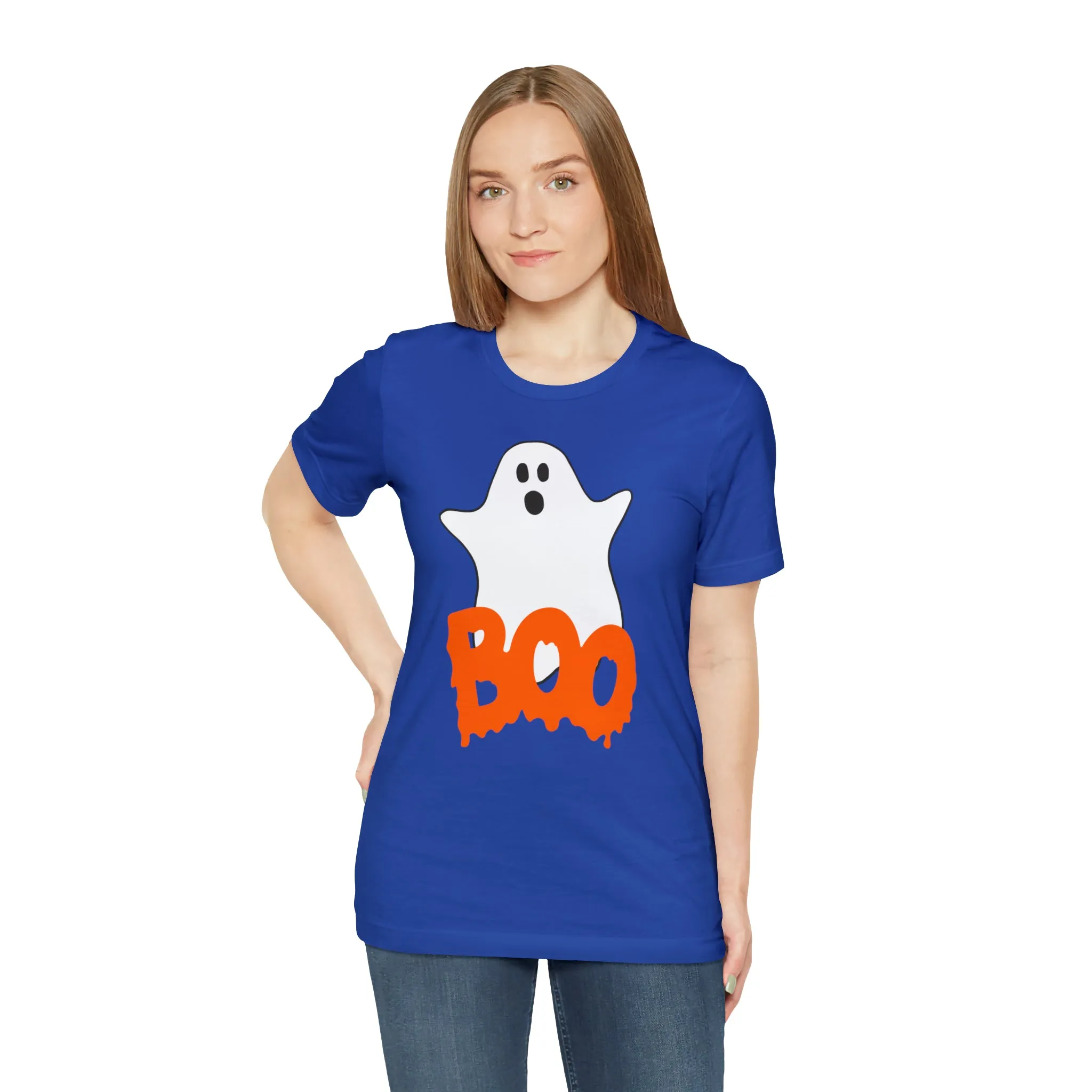 White Ghost Boo T-Shirt | Creepy Flying Ghost Tee |  Bella Canvas 3001Unisex | Scary Short Sleeve Tshirt
