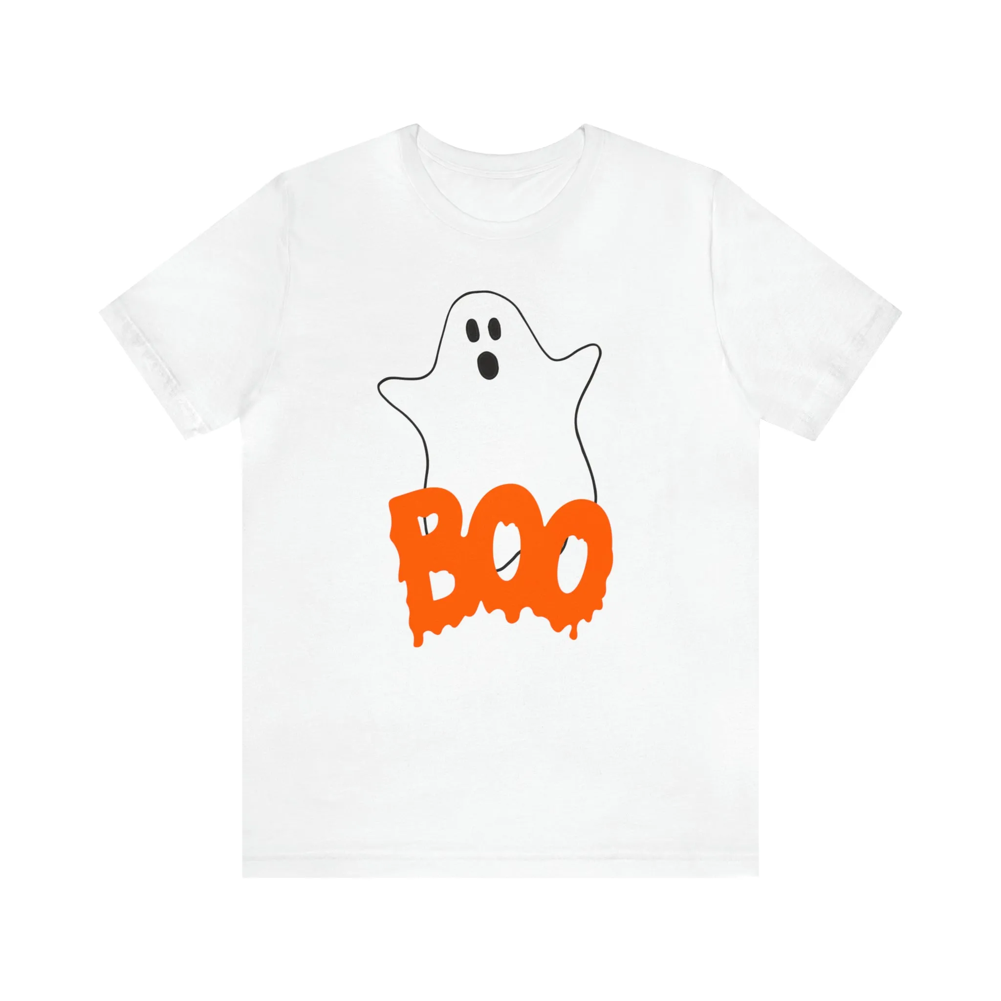 White Ghost Boo T-Shirt | Creepy Flying Ghost Tee |  Bella Canvas 3001Unisex | Scary Short Sleeve Tshirt