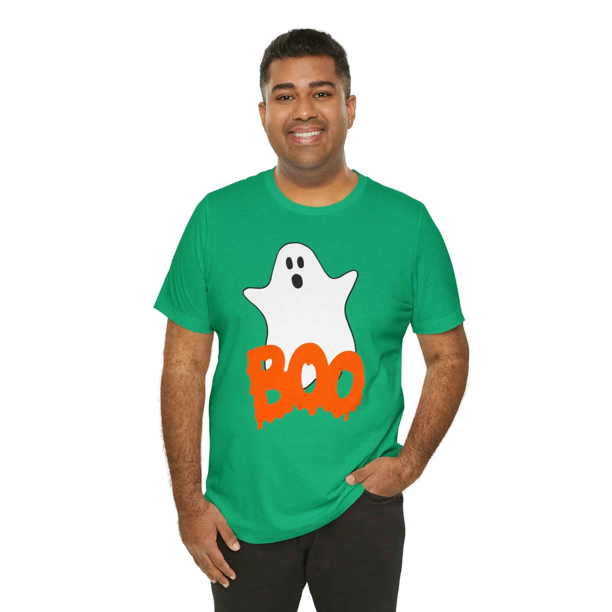 White Ghost Boo T-Shirt | Creepy Flying Ghost Tee |  Bella Canvas 3001Unisex | Scary Short Sleeve Tshirt