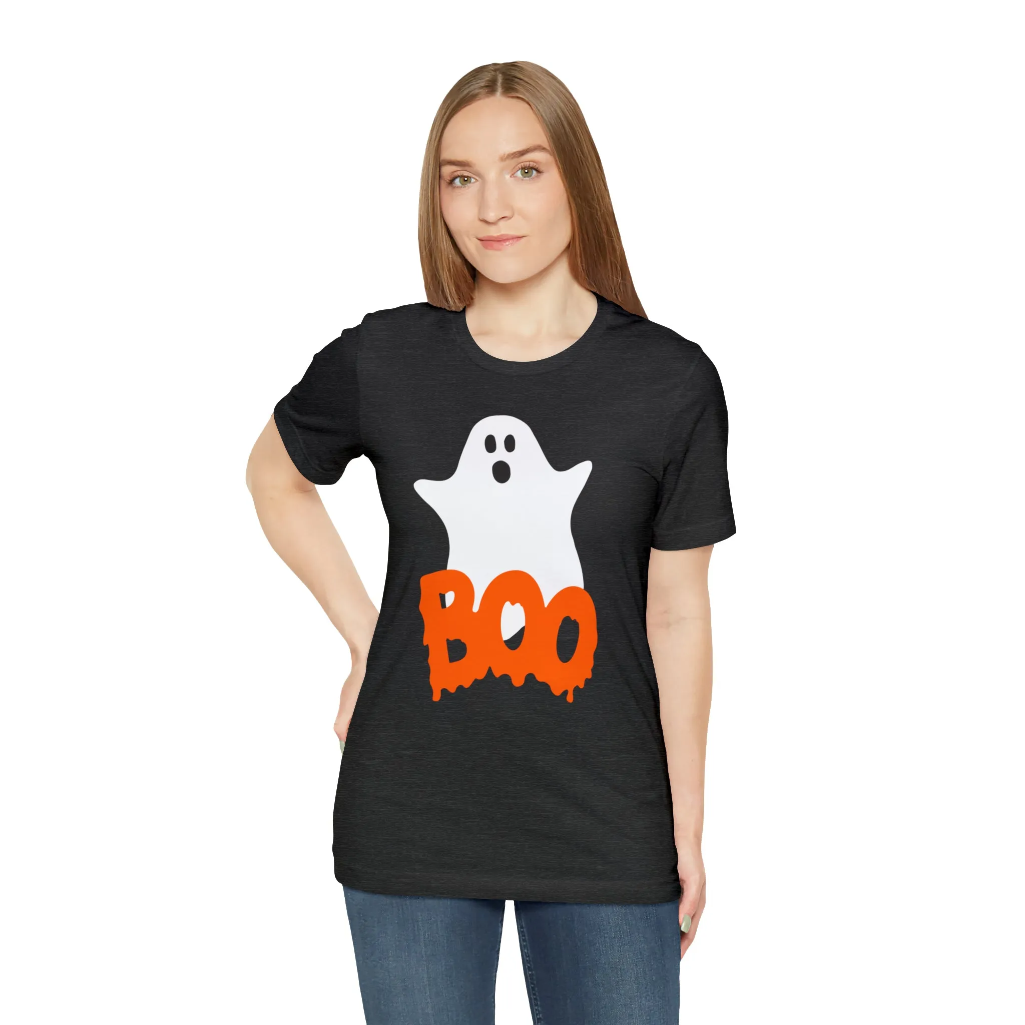 White Ghost Boo T-Shirt | Creepy Flying Ghost Tee |  Bella Canvas 3001Unisex | Scary Short Sleeve Tshirt