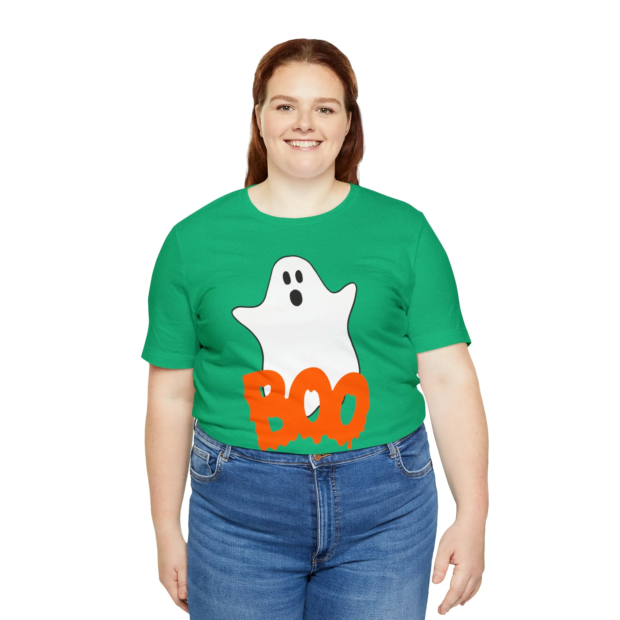 White Ghost Boo T-Shirt | Creepy Flying Ghost Tee |  Bella Canvas 3001Unisex | Scary Short Sleeve Tshirt