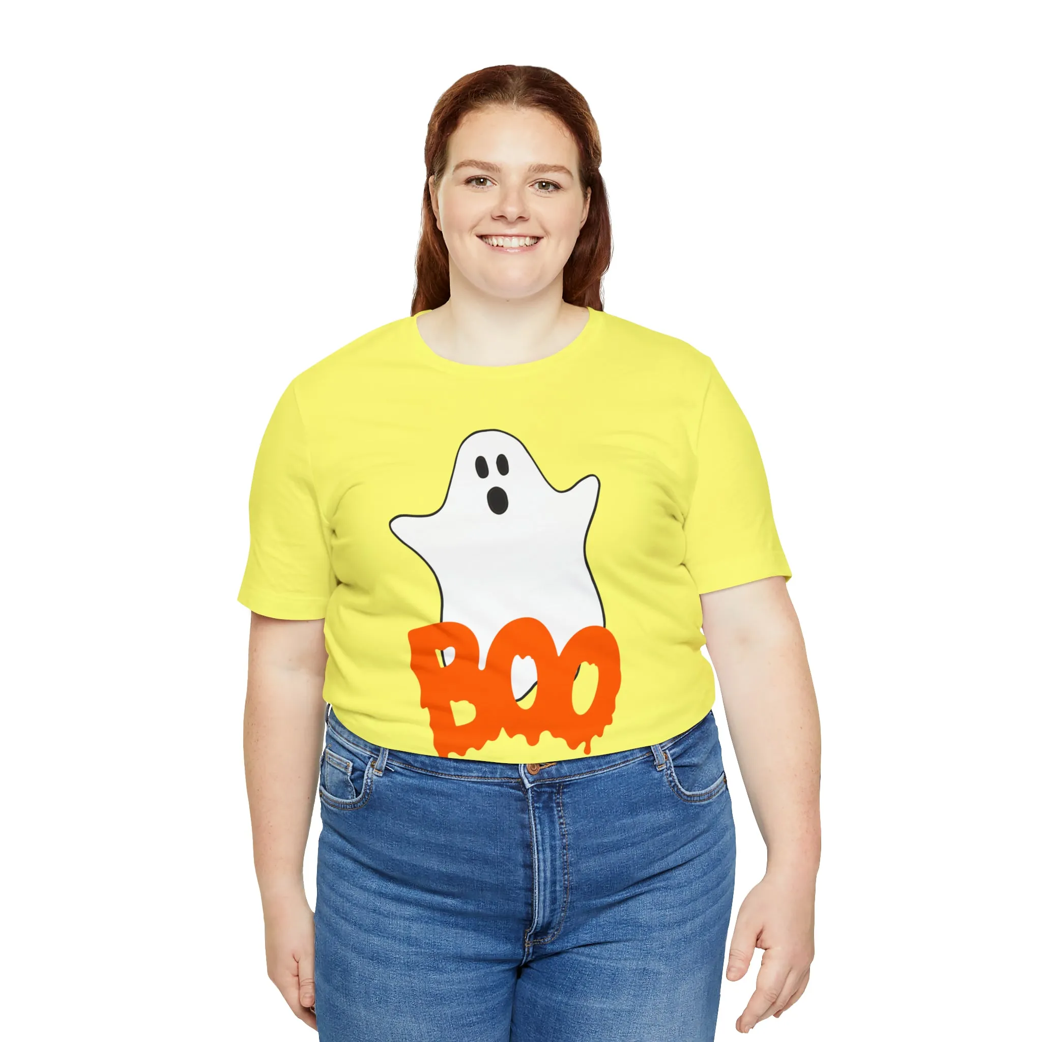 White Ghost Boo T-Shirt | Creepy Flying Ghost Tee |  Bella Canvas 3001Unisex | Scary Short Sleeve Tshirt