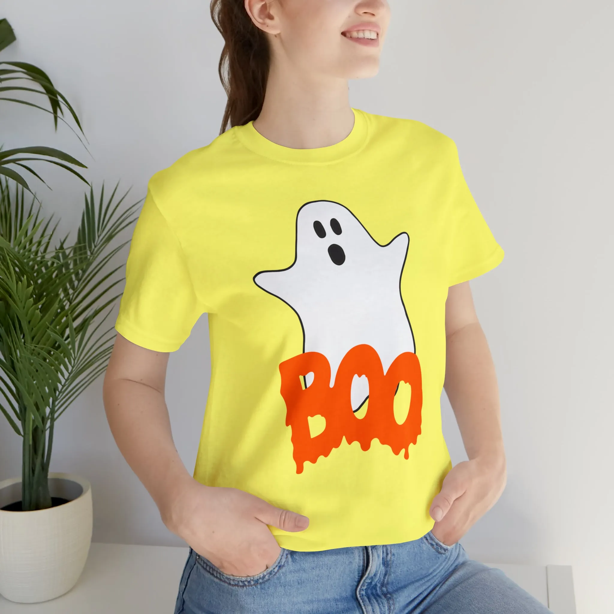 White Ghost Boo T-Shirt | Creepy Flying Ghost Tee |  Bella Canvas 3001Unisex | Scary Short Sleeve Tshirt