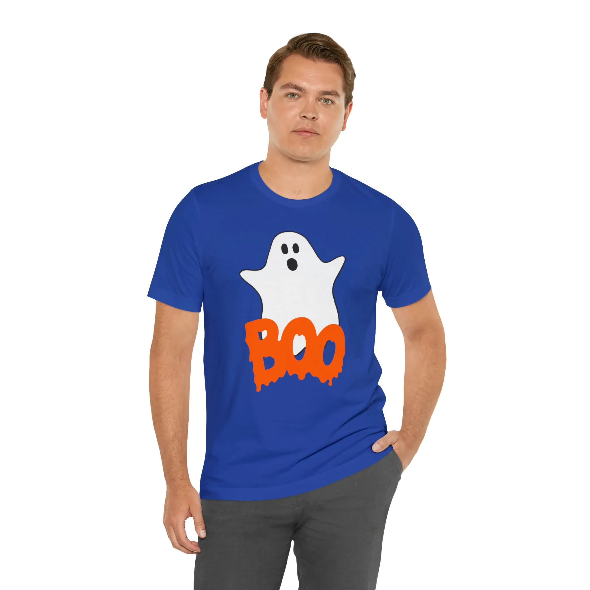 White Ghost Boo T-Shirt | Creepy Flying Ghost Tee |  Bella Canvas 3001Unisex | Scary Short Sleeve Tshirt