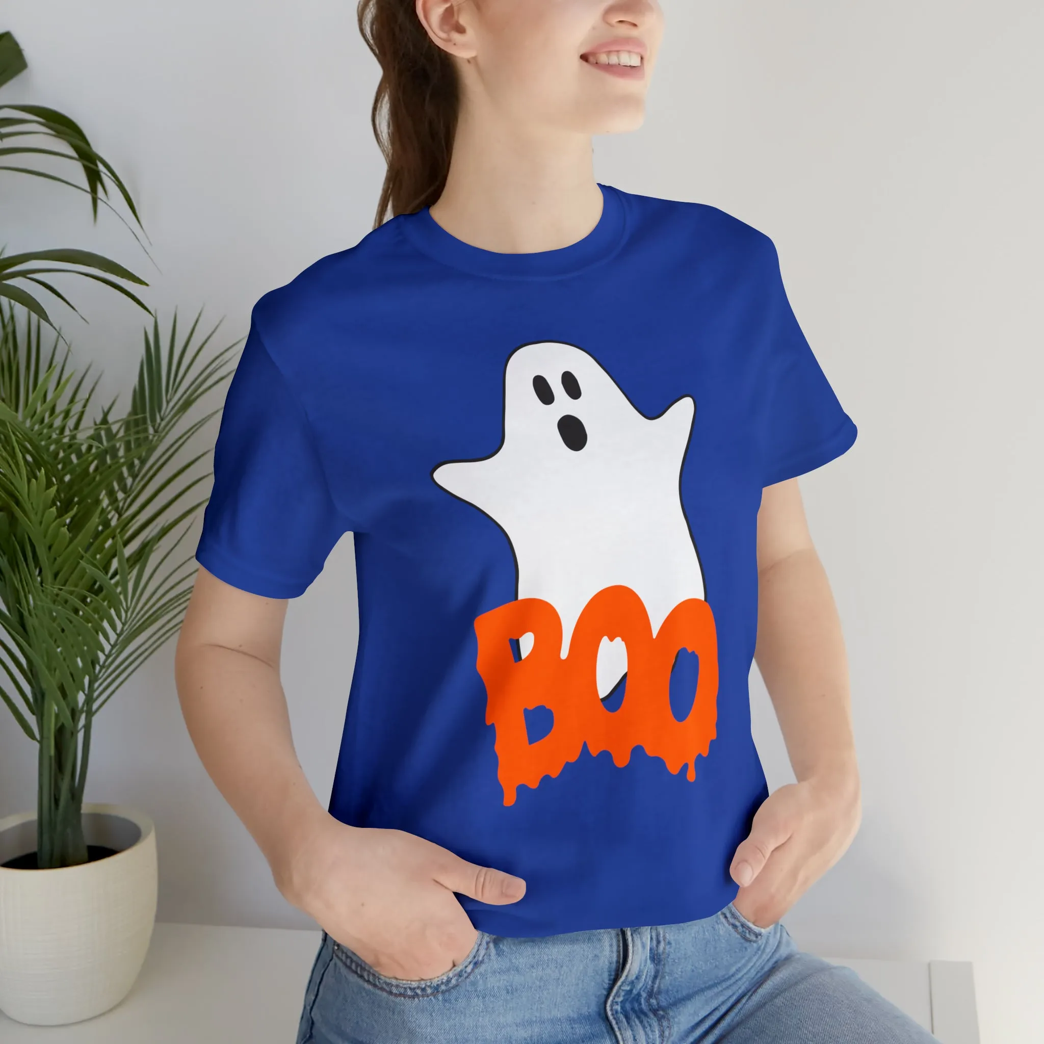 White Ghost Boo T-Shirt | Creepy Flying Ghost Tee |  Bella Canvas 3001Unisex | Scary Short Sleeve Tshirt