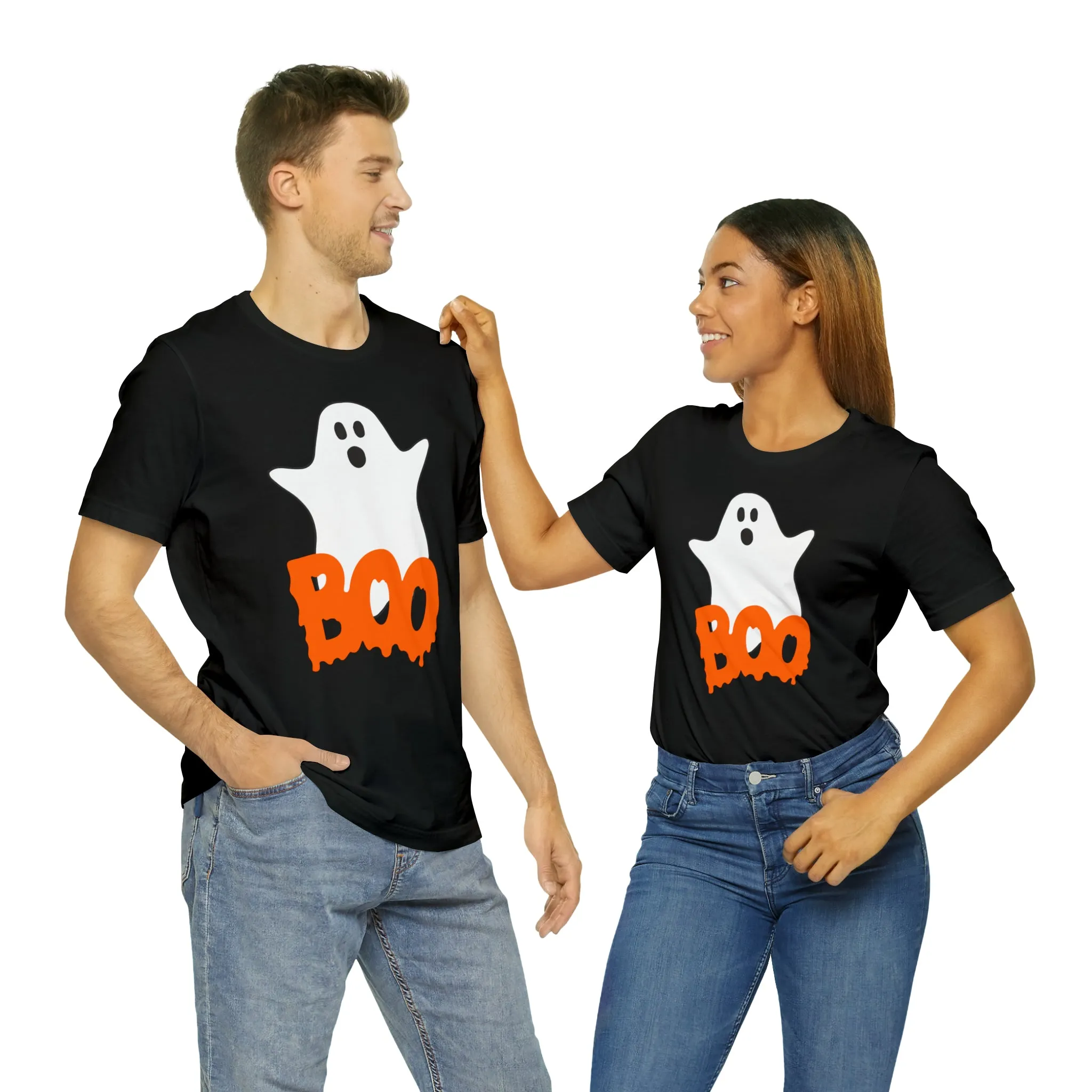 White Ghost Boo T-Shirt | Creepy Flying Ghost Tee |  Bella Canvas 3001Unisex | Scary Short Sleeve Tshirt