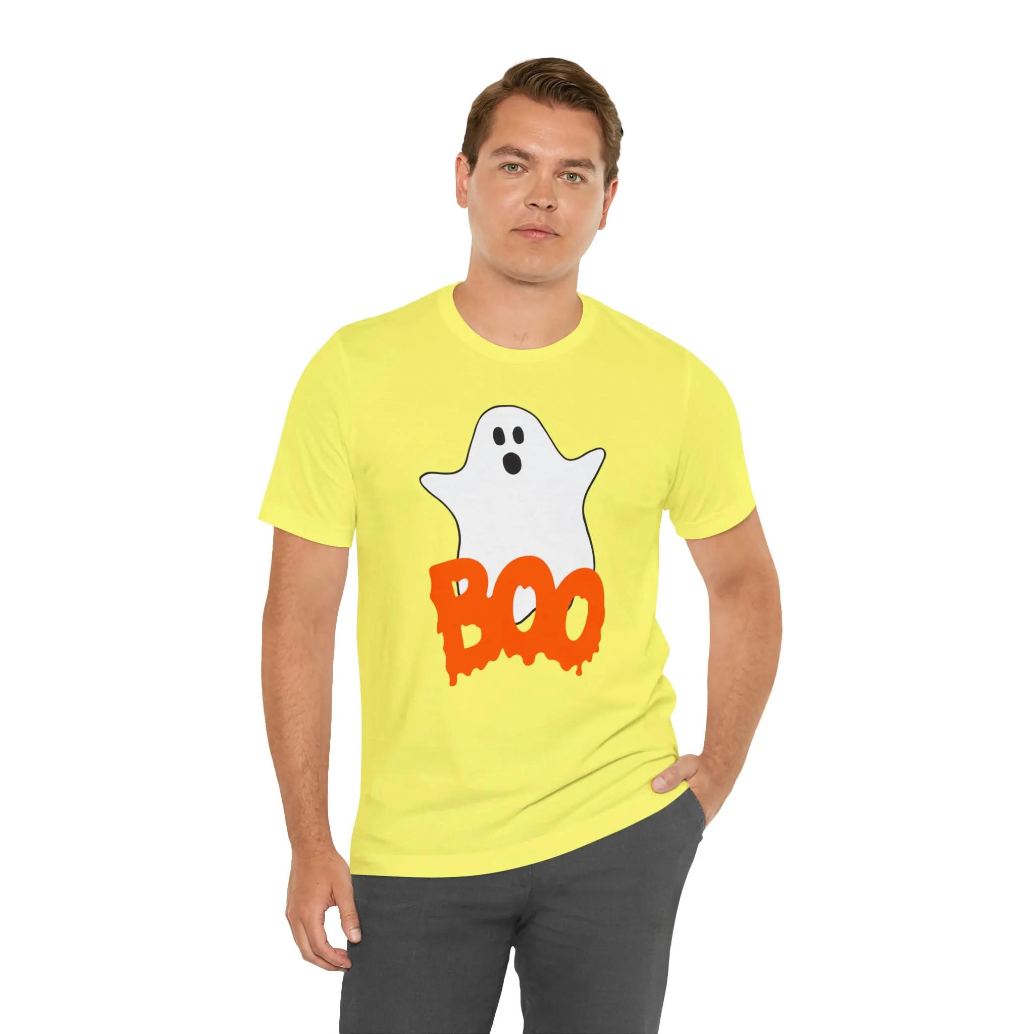White Ghost Boo T-Shirt | Creepy Flying Ghost Tee |  Bella Canvas 3001Unisex | Scary Short Sleeve Tshirt