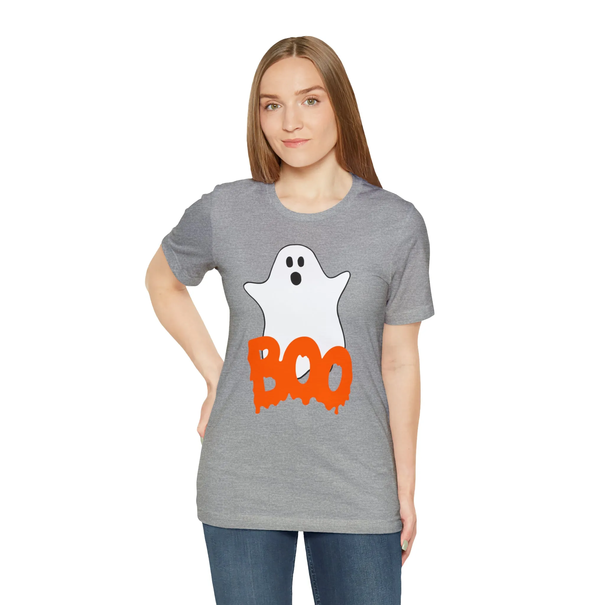 White Ghost Boo T-Shirt | Creepy Flying Ghost Tee |  Bella Canvas 3001Unisex | Scary Short Sleeve Tshirt