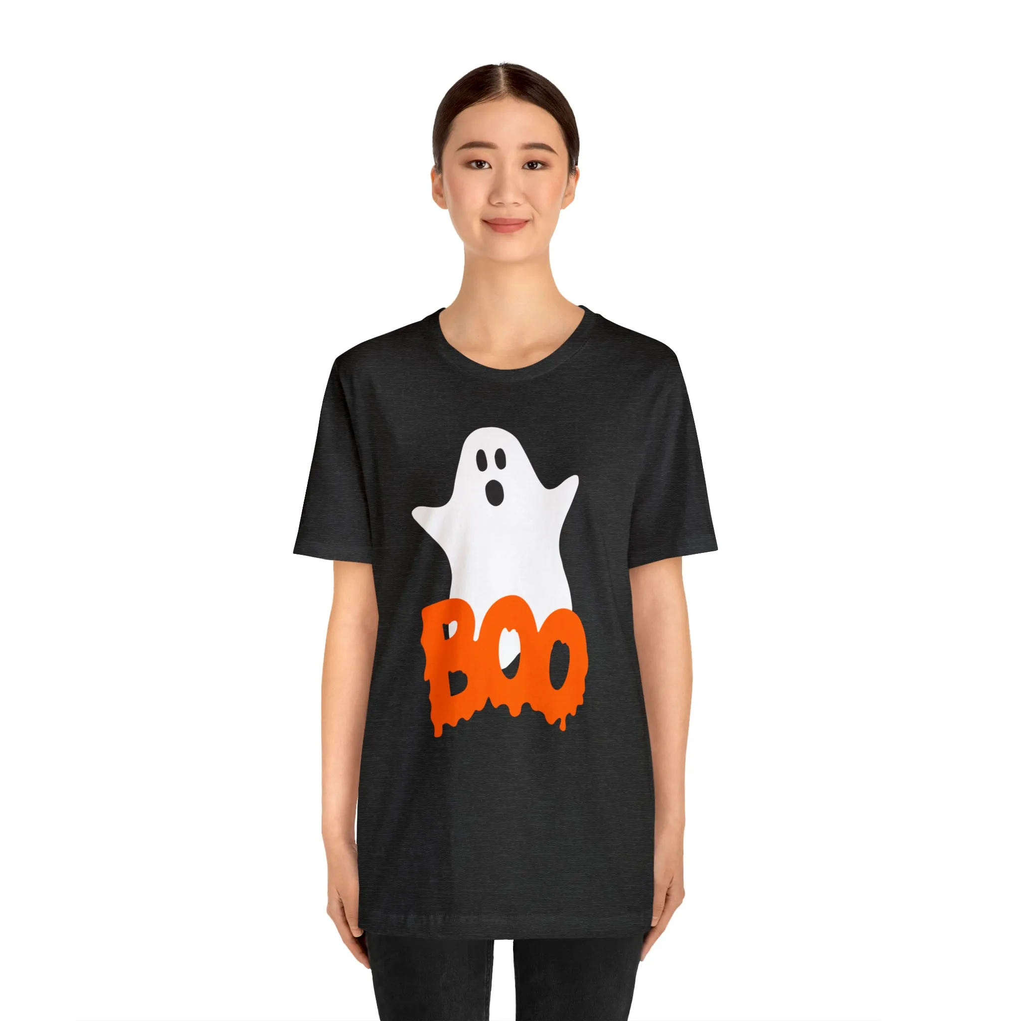 White Ghost Boo T-Shirt | Creepy Flying Ghost Tee |  Bella Canvas 3001Unisex | Scary Short Sleeve Tshirt