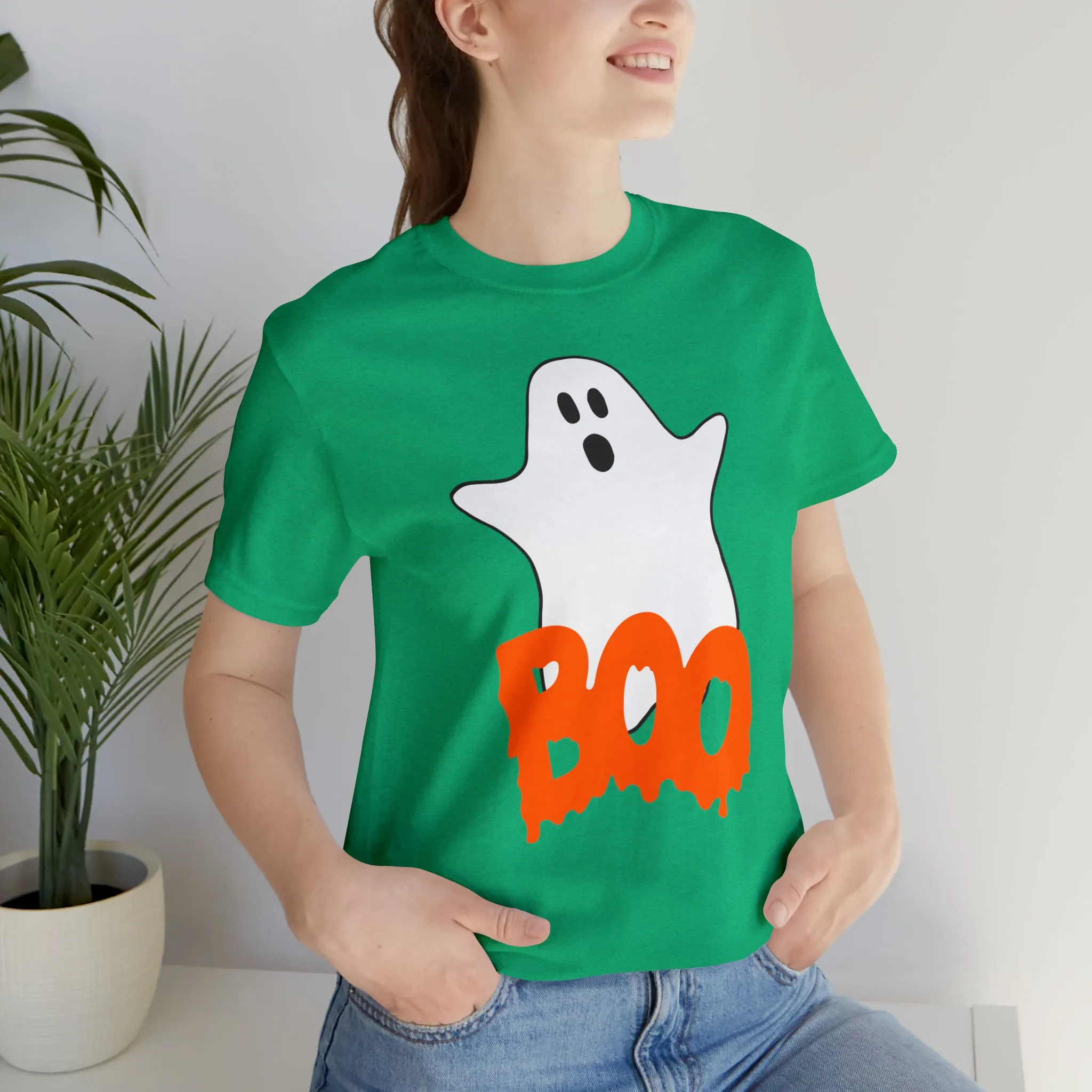 White Ghost Boo T-Shirt | Creepy Flying Ghost Tee |  Bella Canvas 3001Unisex | Scary Short Sleeve Tshirt