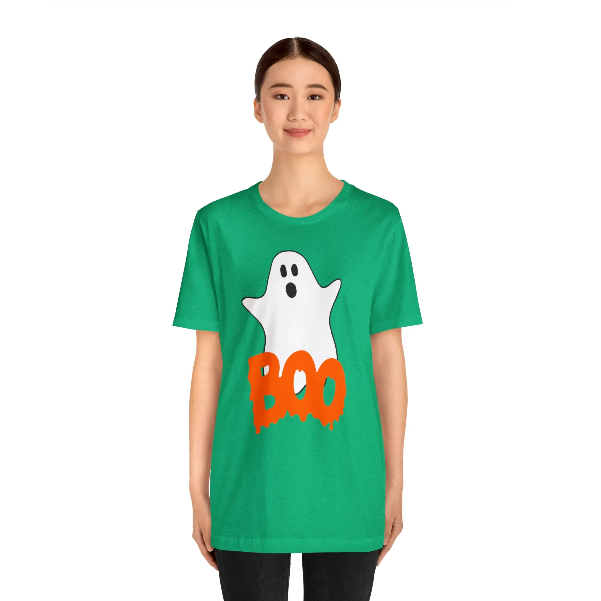 White Ghost Boo T-Shirt | Creepy Flying Ghost Tee |  Bella Canvas 3001Unisex | Scary Short Sleeve Tshirt