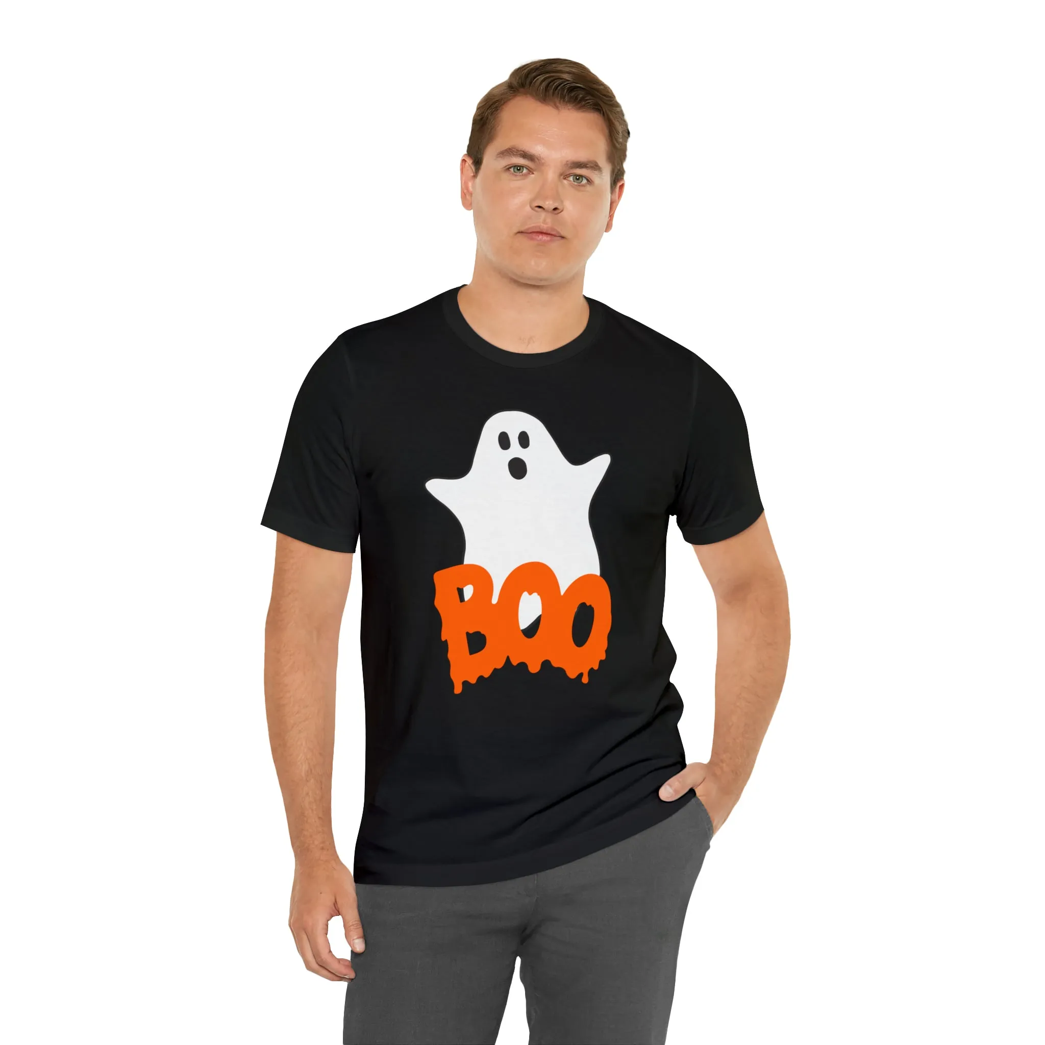 White Ghost Boo T-Shirt | Creepy Flying Ghost Tee |  Bella Canvas 3001Unisex | Scary Short Sleeve Tshirt