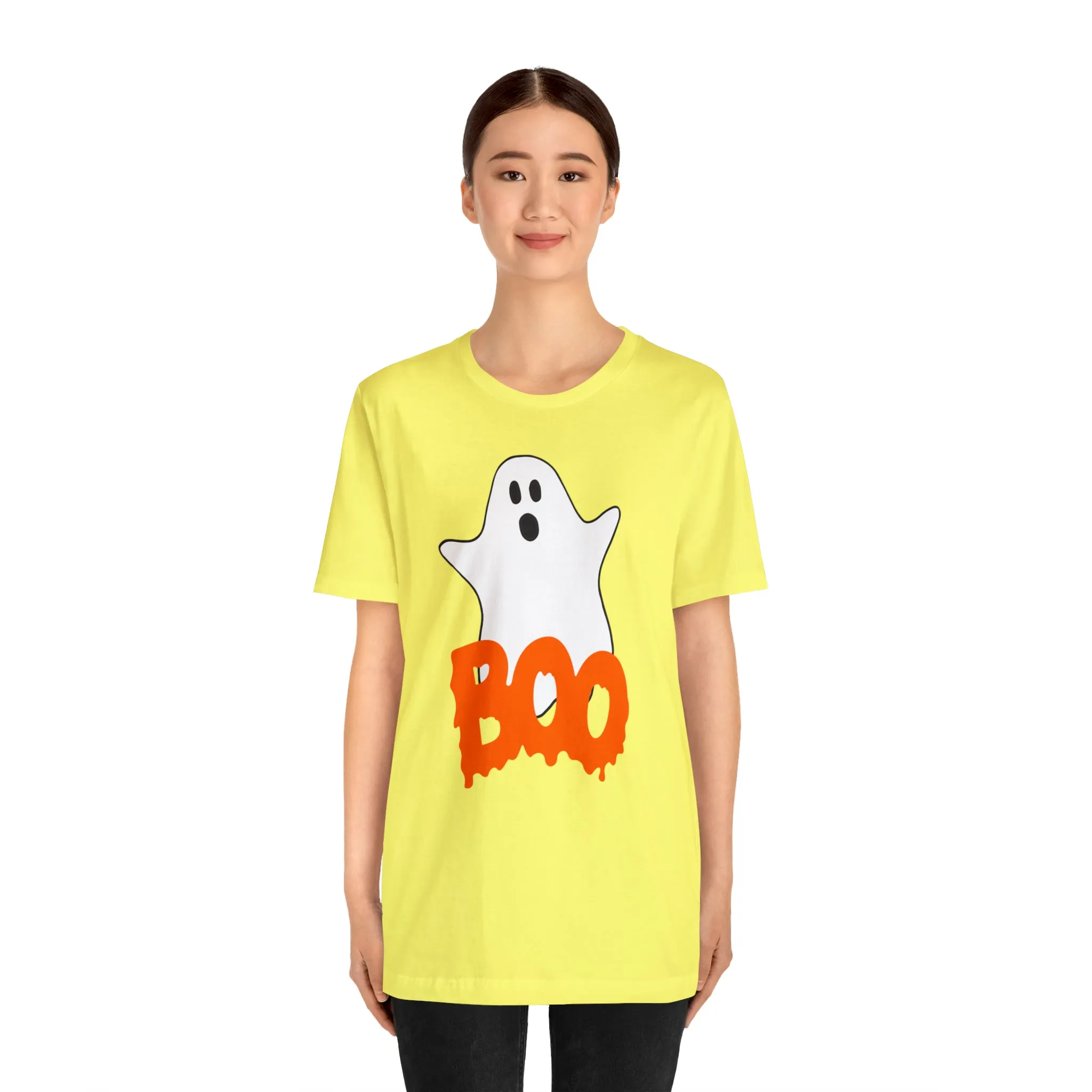 White Ghost Boo T-Shirt | Creepy Flying Ghost Tee |  Bella Canvas 3001Unisex | Scary Short Sleeve Tshirt