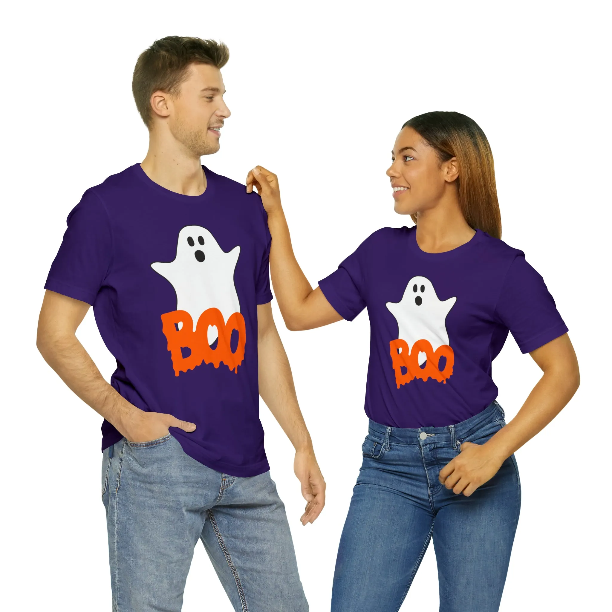 White Ghost Boo T-Shirt | Creepy Flying Ghost Tee |  Bella Canvas 3001Unisex | Scary Short Sleeve Tshirt
