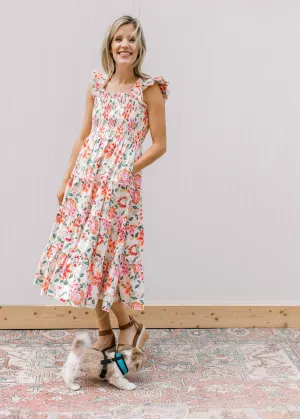 XZ Floral Ruffle Sleeve Midi Dress